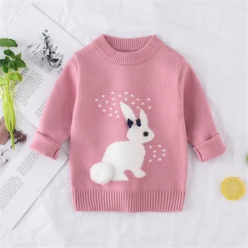 הגעה לניו ילדה סוודר בגדי ילדי ארנב תבנית לסרוג סוודר לתינוק בנות סוודר סוודר סריגים 1-5T ילדים
